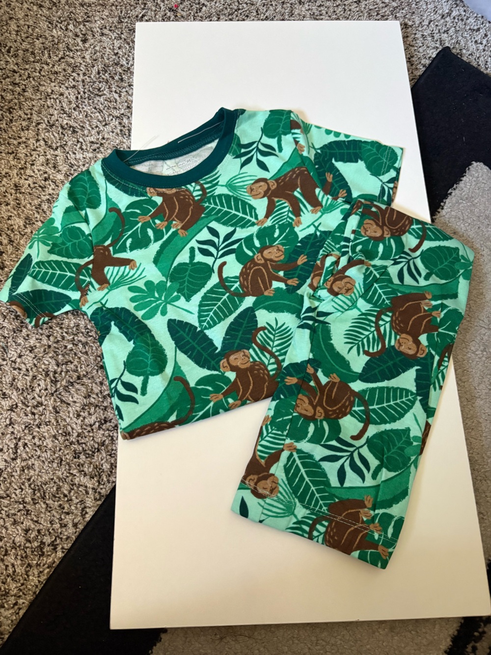 Green Monkey Print Kids Pajama Set